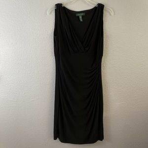 Lauren Ralph Lauren V-Neck Sleeveless Ruched Dress